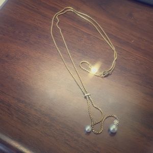 Michael Kors white pearl yellow gold necklace